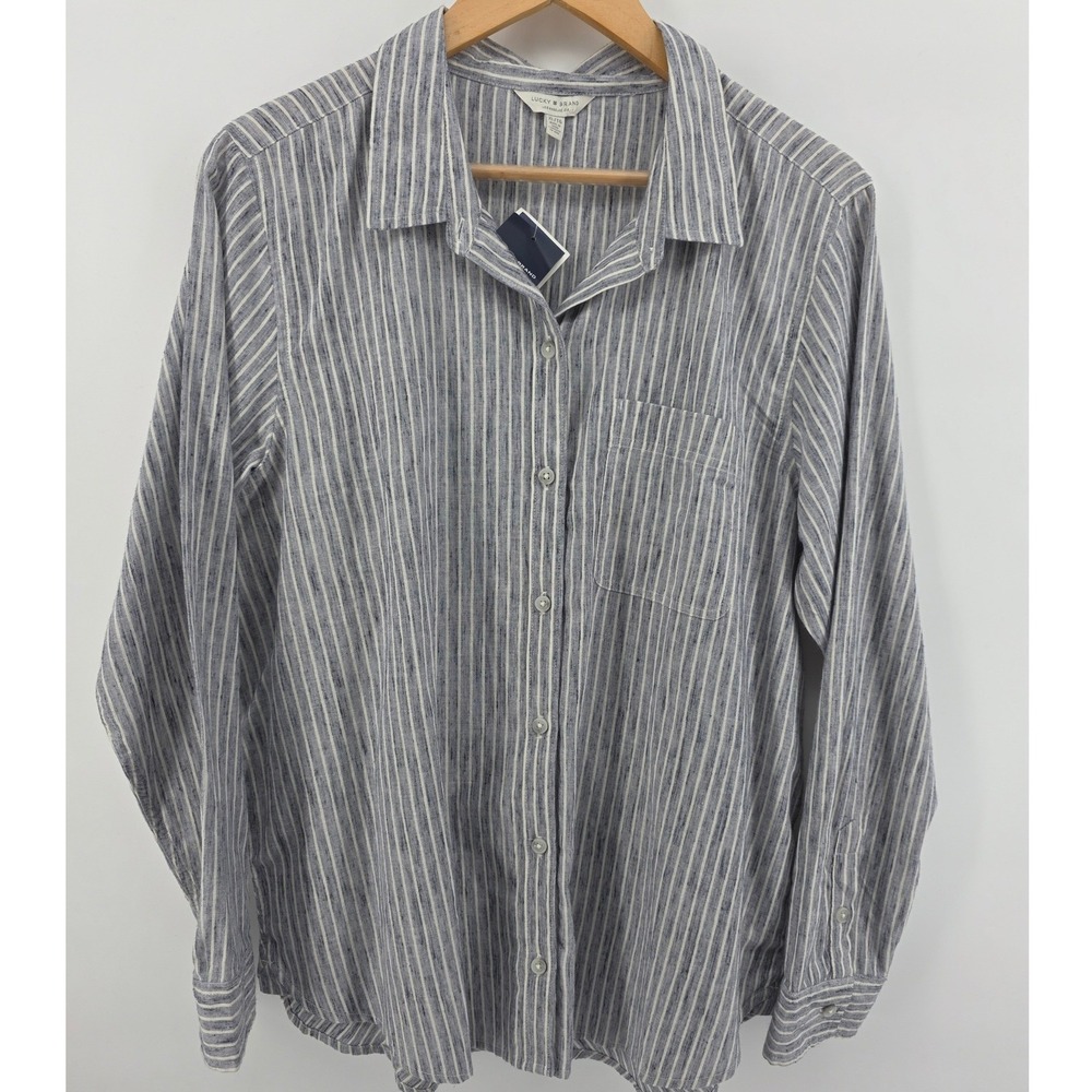 NWT Lucky Brand Womens Button Down Shirt XL Long Sleeve Lightweight Relaxed